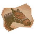 thumbnail image 1 of Ambesonne Animal Place Mats Set of 4, Engraving Horse Head, Standard Size, Brown and Sand Brown, 1 of 6