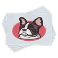 thumbnail image 1 of Ambesonne Animal Place Mats Set of 4, French Bulldog Hipster, Standard Size, Pink Brown, 1 of 6