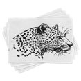 thumbnail image 1 of Ambesonne Animal Place Mats Set of 4, Jaguar Sketch Wildlife, Standard Size, White and Black, 1 of 6