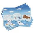 thumbnail image 1 of Ambesonne Animal Place Mats Set of 4, Polar Bears Seal Penguins, Standard Size, Sky Blue and White, 1 of 6