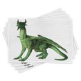thumbnail image 1 of Ambesonne Animal Place Mats Set of 4, Ugly Standing Dragon, Standard Size, White Green, 1 of 6