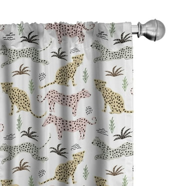 Ambesonne Animal Print Curtains, Leopards, Pair of 28"x84", White Multicolor