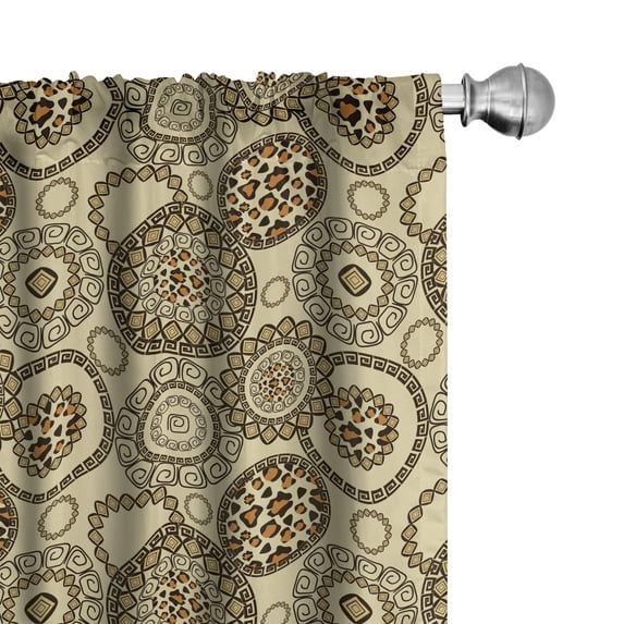 Ambesonne Animal Print Curtains, Savannah Theme Circles, Pair of 28"x84", Beige and Brown