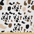 thumbnail image 1 of Ambesonne Animal Print Fabric by the Yard Microfiber, Cow Spots Pattern Art, 5 Yards, Umber and Charcoal Grey, 1 of 2