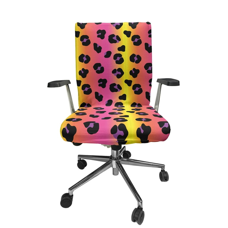 Ambesonne Animal Print Office Chair Cover Stretchable High Back Colorful Leopard Spots Black Fuchsia Multicolor Walmart