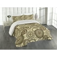 thumbnail image 1 of Ambesonne Animal Print Quilted Coverlet 3 Pcs, Savannah Theme Circles, King Size, Beige and Brown, 1 of 5