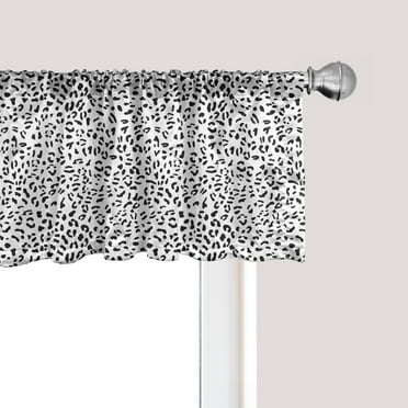 Ambesonne Animal Print Window Valance, Monochrome Leopard, 54" X 12", Charcoal Grey and White