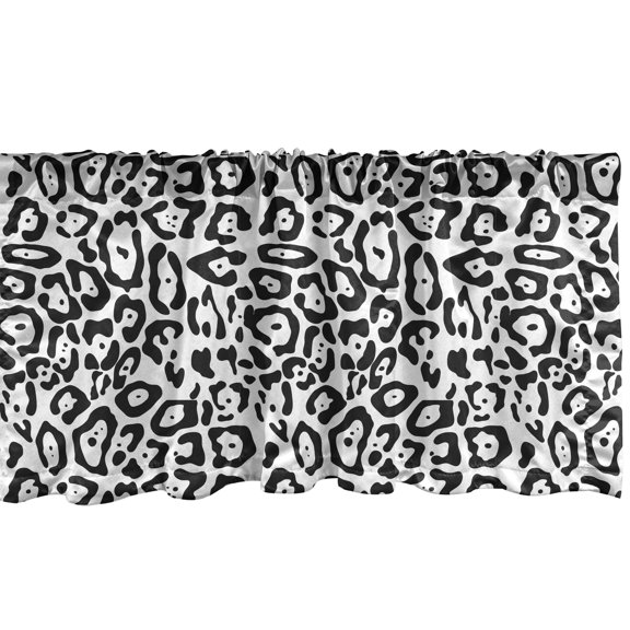 Ambesonne Animal Print Window Valance, Monochrome Tiger Skin, 54" X 18", Charcoal Grey and White