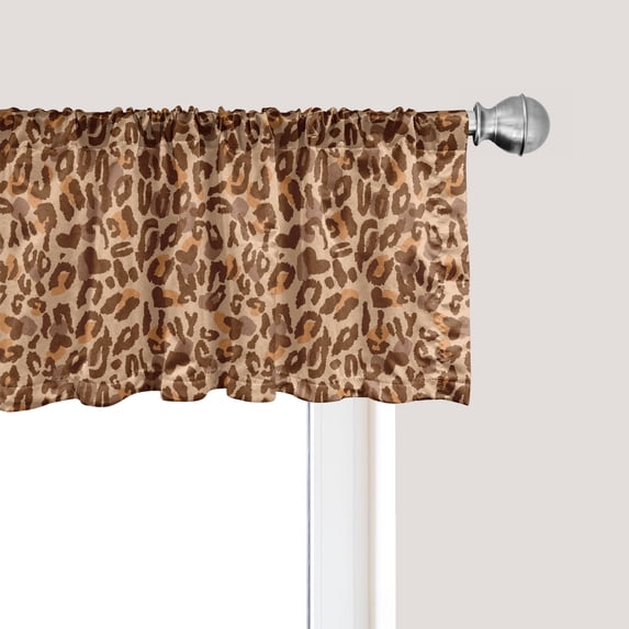 Ambesonne Animal Print Window Valance, Savannah Pattern Heart, 54" X 18", Peach Chocolate