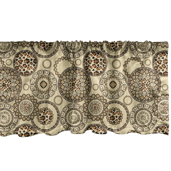 Ambesonne Animal Print Window Valance, Savannah Theme Circles, 54" X 18", Beige and Brown