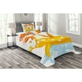 thumbnail image 1 of Ambesonne Animal Quilted Bedspread Set 2 Pcs, Cartoon Cat and Dog Bath, Twin Size, Yellow Brown Blue, 1 of 3