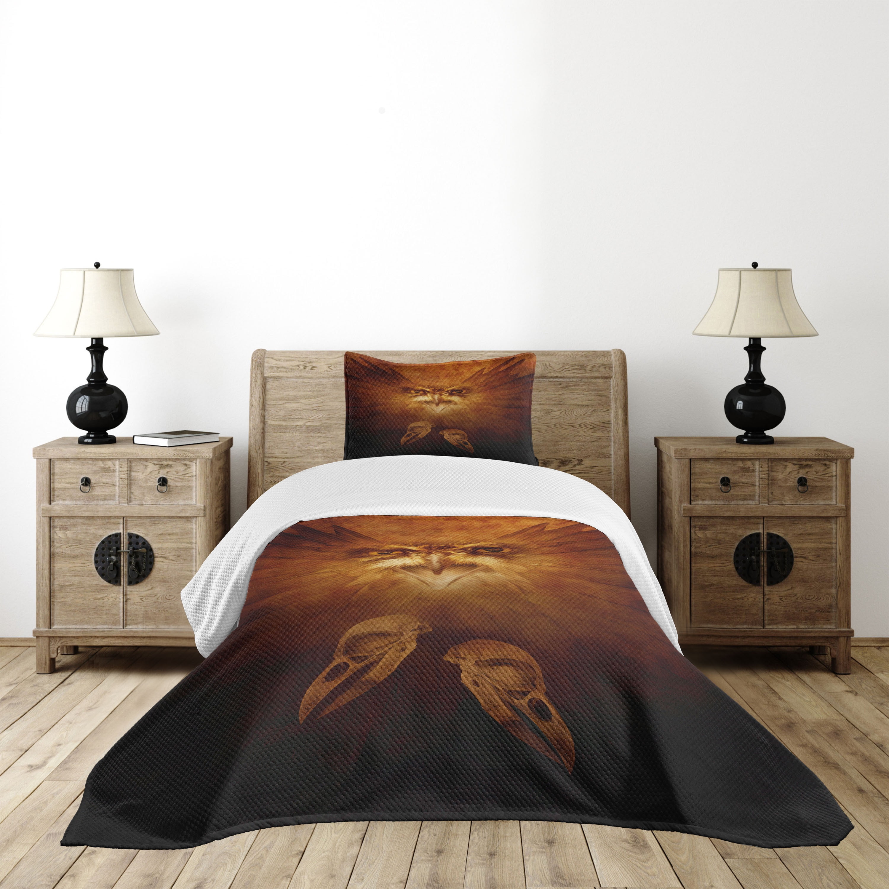 Twin Brown Polyester Animal Print Bedspread Set