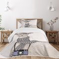 thumbnail image 1 of Ambesonne Animal Quilted Bedspread Set 2 Pcs, Llama with Glasses Scarf, Twin Size, Multicolor, 1 of 3