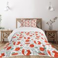 thumbnail image 1 of Ambesonne Animal Quilted Bedspread Set 2 Pcs, Squirrel and Fox Woods Tea, Twin Size, Reseda Green Dark Brown, 1 of 5