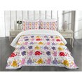 thumbnail image 1 of Ambesonne Animal Quilted Bedspread Set 3 Pcs, Dancing Floral s, Queen Size, Multicolor, 1 of 5