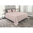 thumbnail image 1 of Ambesonne Animal Quilted Bedspread Set 3 Pcs, Dots Hearts Checkered, King Size, Pistachio Green Pink, 1 of 3