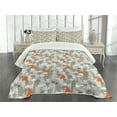 thumbnail image 1 of Ambesonne Animal Quilted Bedspread Set 3 Pcs, Fox in the Winter Forest, Queen Size, Pale Sage Green Orange, 1 of 5