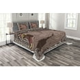 thumbnail image 1 of Ambesonne Animal Quilted Bedspread Set 3 Pcs, Growling Grizzly Bear, Queen Size, Brown and White, 1 of 3
