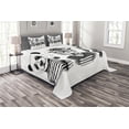 thumbnail image 1 of Ambesonne Animal Quilted Bedspread Set 3 Pcs, Hipster Panda Cigar Fox, King Size, Black Grey White, 1 of 3