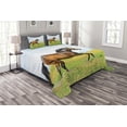 thumbnail image 1 of Ambesonne Animal Quilted Bedspread Set 3 Pcs, Horse Rural Flowers, Queen Size, Green Brown Pale Blue, 1 of 2
