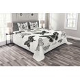 thumbnail image 1 of Ambesonne Animal Quilted Bedspread Set 3 Pcs, Modern Realistic Art, King Size, Black Grey and White, 1 of 3