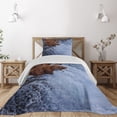 thumbnail image 1 of Ambesonne Animal Quilted Coverlet 2 Pcs, Wild Bear Fish Nature, Twin Size, Brown White, 1 of 4
