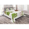 thumbnail image 1 of Ambesonne Animal Quilted Coverlet 3 Pcs, Snake Frog Ninja Reptile, Queen Size, Green Brown Red, 1 of 2