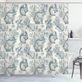 thumbnail image 1 of Ambesonne Animal Shower Curtain, Bunnies Hedgehog Flowers, 69"Wx70"L, Eggshell and Dark Teal, 1 of 4