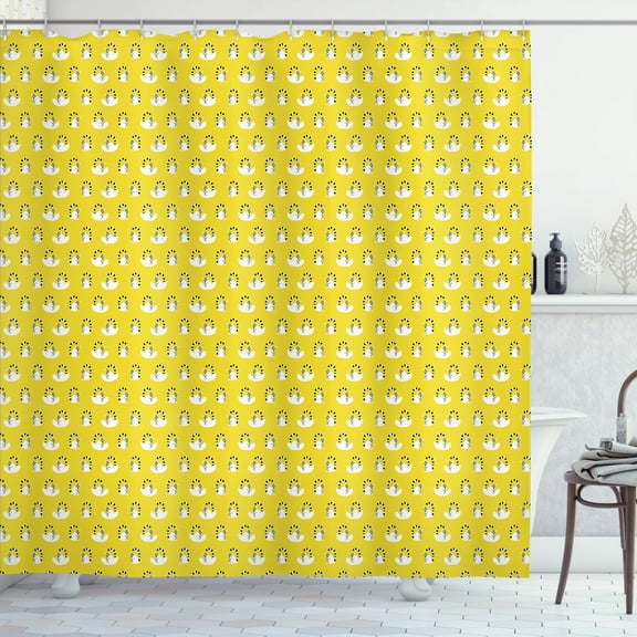 Ambesonne Animal Shower Curtain, Cartoon Funny Lemurs Pattern, 69"Wx70"L, Earth Yellow