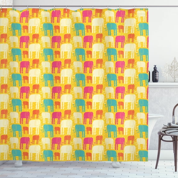 Ambesonne Animal Shower Curtain, Colorful Doodle Animal, 69"Wx84"L, Multicolor