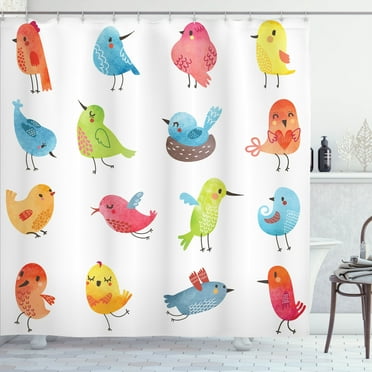 Ambesonne Animal Shower Curtain, Colorful Humor Bird, 69"Wx75"L, Multicolor