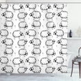 thumbnail image 1 of Ambesonne Animal Shower Curtain, Funny Sheeps on a Meadow, 69"Wx75"L, Black White, 1 of 5