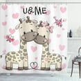 thumbnail image 1 of Ambesonne Animal Shower Curtain, Giraffes and Hearts, 69"Wx84"L, White Grey Pink, 1 of 3