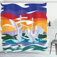 thumbnail image 1 of Ambesonne Animal Shower Curtain, Happy Swan Couple Love, 69"Wx75"L, Multicolor, 1 of 5