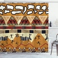 thumbnail image 1 of Ambesonne Animal Shower Curtain, Hunt Zebra Tribe Ethnic, 69"Wx70"L, Ruby Mustard, 1 of 5