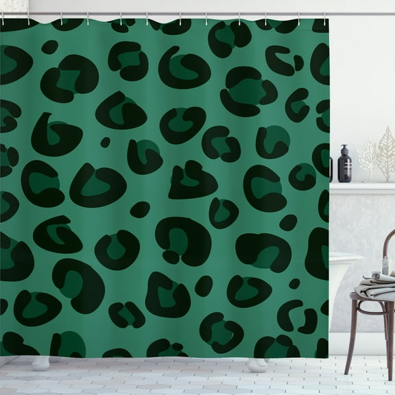 Ambesonne Animal Shower Curtain, Jungle Design Leopard Print, 69"Wx75"L, Hunter Green
