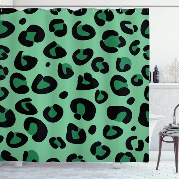Ambesonne Animal Shower Curtain, Leopard Theme Wild Artwork, 69"Wx84"L, Forest Green