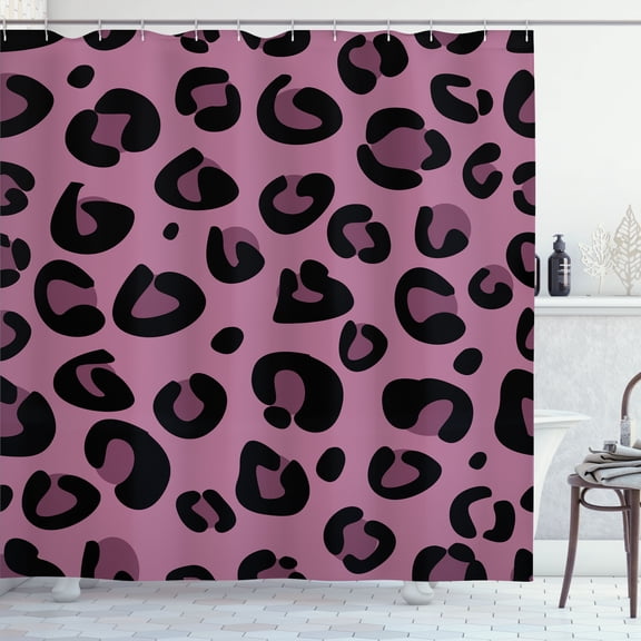 Ambesonne Animal Shower Curtain, Leopard Theme Wild Artwork, 69"Wx84"L, Pale Fuchsia