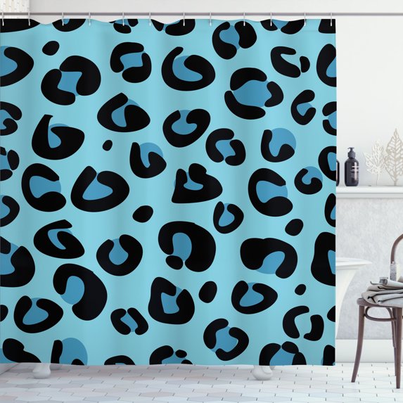 Ambesonne Animal Shower Curtain, Leopard Theme Wild Artwork, 69"Wx84"L, Sky Blue