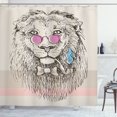 thumbnail image 1 of Ambesonne Animal Shower Curtain, Lion Head Hipster Style, 69"Wx70"L, Pale Blue Pale Pink, 1 of 5