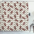 Ambesonne Animal Shower Curtain, Lobsters on Zigzags Design, 69"Wx70"L