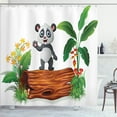 thumbnail image 1 of Ambesonne Animal Shower Curtain, Panda Posing, 69"Wx84"L, Green Brown, 1 of 5
