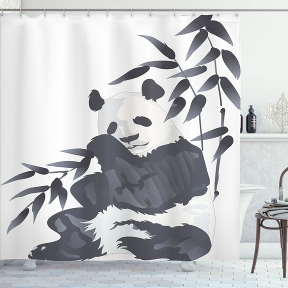Ambesonne Animal Shower Curtain, Panda in Zoo Chinese, 69"Wx70"L, Cadet Blue White