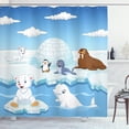 thumbnail image 1 of Ambesonne Animal Shower Curtain, Polar Bears Seal Penguins, 69"Wx84"L, Sky Blue and White, 1 of 3