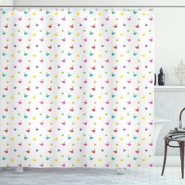 Ambesonne Animal Shower Curtain, Rainbow Colored Swans, 69"Wx84"L, Multicolor