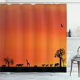 thumbnail image 1 of Ambesonne Animal Shower Curtain, Savannah Sunset with Gull, 69"Wx75"L, Burnt Orange and Black, 1 of 5
