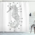 thumbnail image 1 of Ambesonne Animal Shower Curtain, Seahorse Heraldic Art, 69"Wx70"L, Charcoal Grey White, 1 of 3