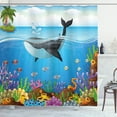 thumbnail image 1 of Ambesonne Animal Shower Curtain, Whale in Ocean Planet, 69"Wx75"L, Dark Blue Orange, 1 of 5