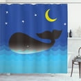 thumbnail image 1 of Ambesonne Animal Shower Curtain, Whale in Ocean and Star, 69"Wx75"L, Blue Grey and Pale Blue, 1 of 5