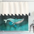 thumbnail image 1 of Ambesonne Animal Shower Curtain, Whale near Palm Island, 69"Wx70"L, Green and Blue, 1 of 5